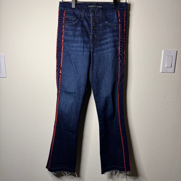 Veronica Beard Carolyn Baby Bootcut Jeans Women's 25 Dark Wash Blue High Rise - Picture 1 of 6